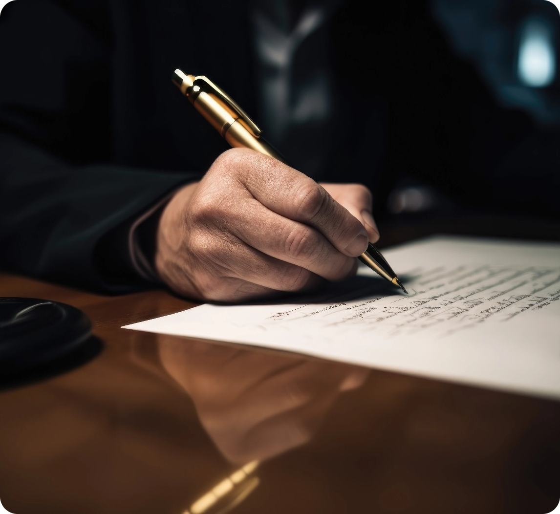 Hand writing a letter